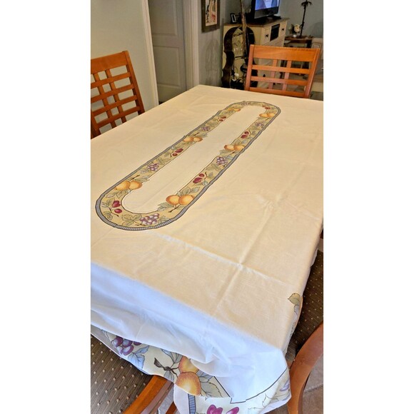 Mikasa Garden Harvest Oblong Tablecloth 62" x 102" Cloth Fabric Fruit Grape Pear - Picture 3 of 11